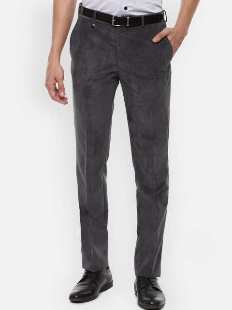 

V Dot Men Grey Solid Skinny Fit Formal Trousers