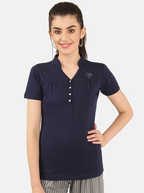 

V2 Value & Variety Women Navy Blue Chambray Regular Top