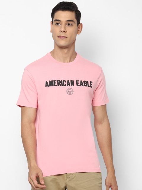 

AMERICAN EAGLE OUTFITTERS Men Pink & Black Printed T-shirt