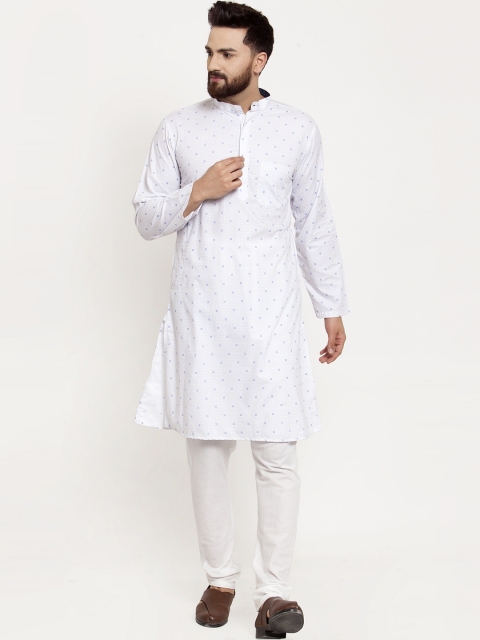 

KLOTTHE Men White Geometric Printed Kurta