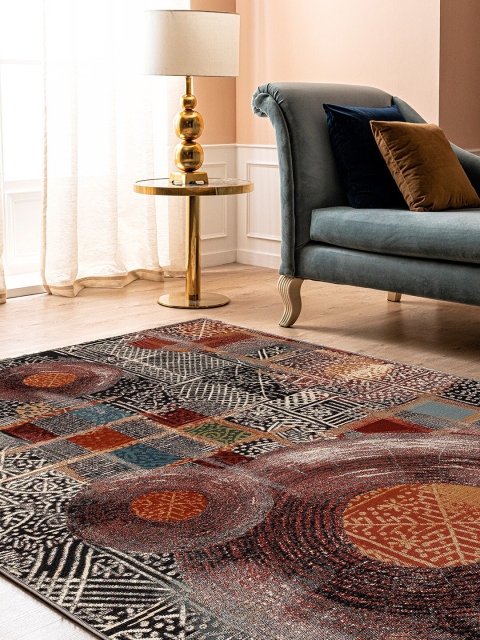 

DDecor Cream-Coloured & Black Printed Large Carpet