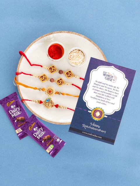 

CraftVatika Set of 4 Multicolour Rakhis Gift Combo, Multi