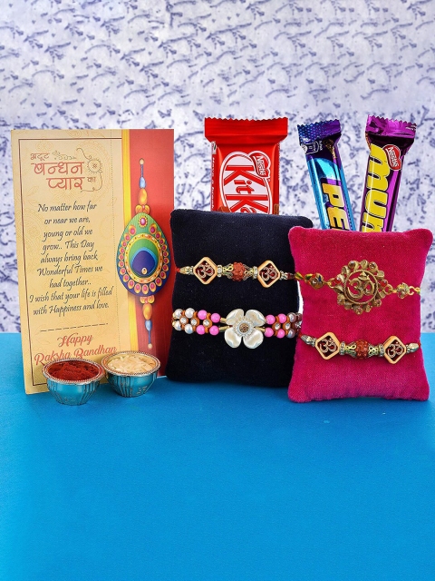 

CraftVatika Set of 4 Multicolour Rakhis Gift Combo, Multi