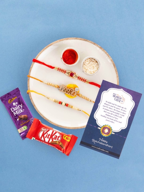 

CraftVatika Set of 3 Multicolour Rakhis Gift Combo, Multi