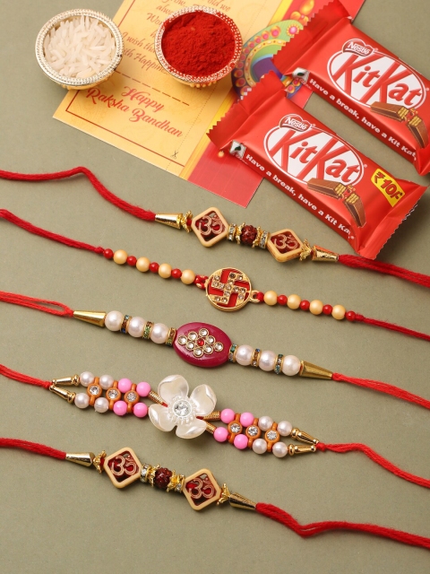 

CraftVatika Set of 4 Multicolour Rakhis Gift Combo, Multi