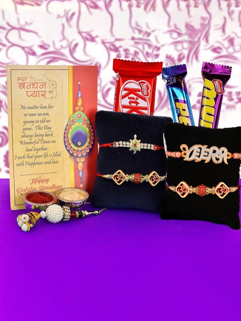 

CraftVatika Multi Set of 5 Rakhi Gift For Bhaiya & Bhabhi With Chocolate