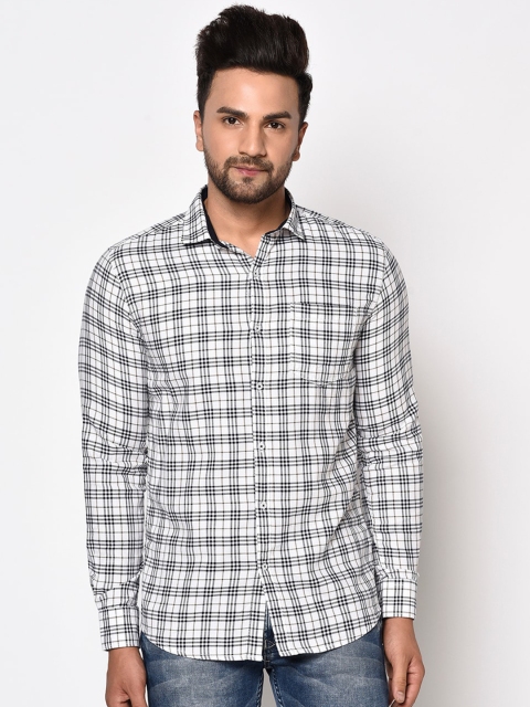 

METTLE Men White Checked Casual Shirt