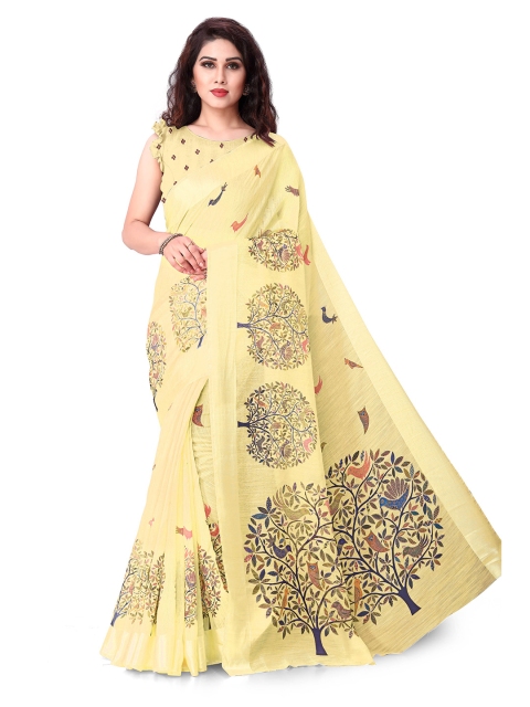 

KALINI Yellow & Green Ethnic Motifs Pure Cotton Saree