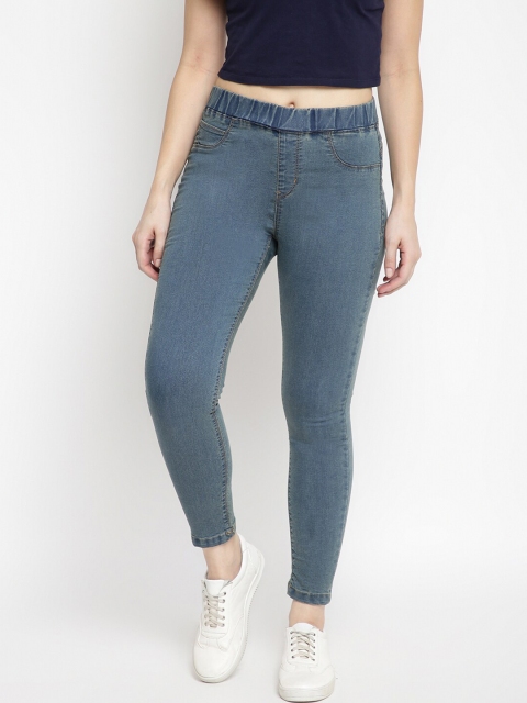 

TALES & STORIES Women Blue Solid Skinny-Fit Jeggings