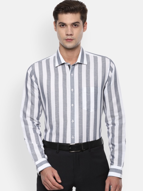 

Van Heusen Men Grey & White Slim Fit Striped Formal Shirt