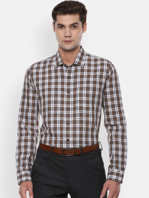 

Van Heusen Men Brown Slim Fit Checked Casual Shirt