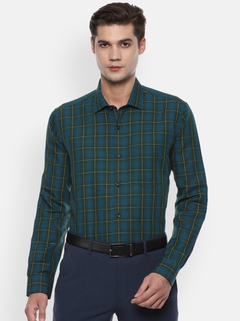 

Van Heusen Men Green & Yellow Checked Formal Shirt