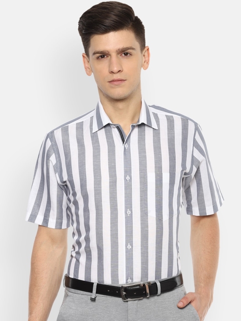 

Van Heusen Men Grey Striped Casual Shirt