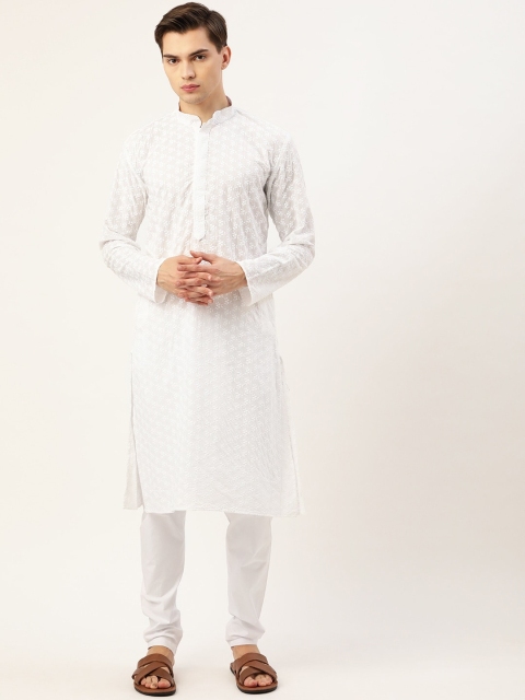 

RAJUBHAI HARGOVINDAS Men White Chikankari Embroidered Kurta