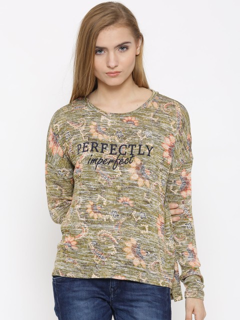

Vero Moda Women Olive Green Printed Top