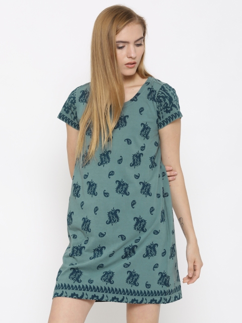 

Vero Moda Women Green Printed Shift Dress