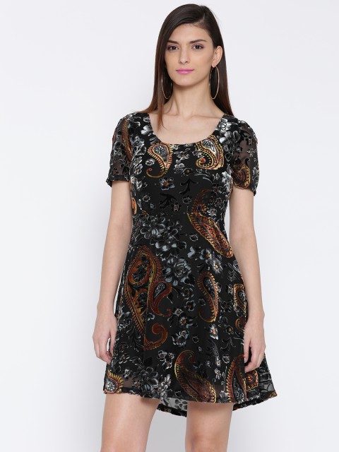 

Vero Moda Women Black Printed Fit & Flare Dress