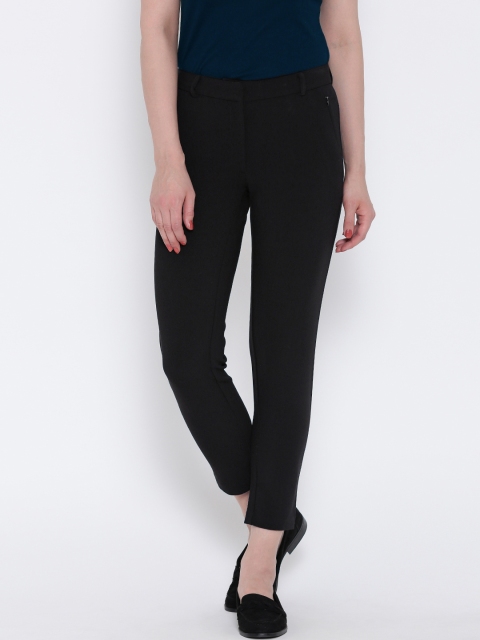

Vero Moda Women Black Solid Flat-Front Trousers
