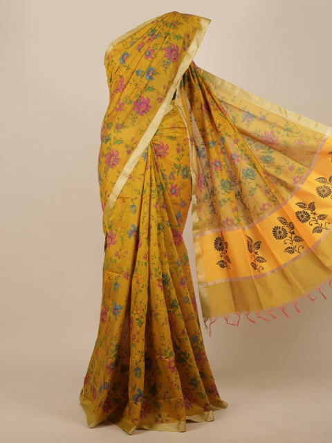

Pothys Mustard & Pink Floral Saree