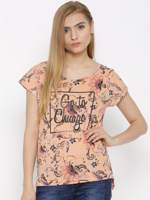 

Vero Moda Women Peach-Coloured Printed Top