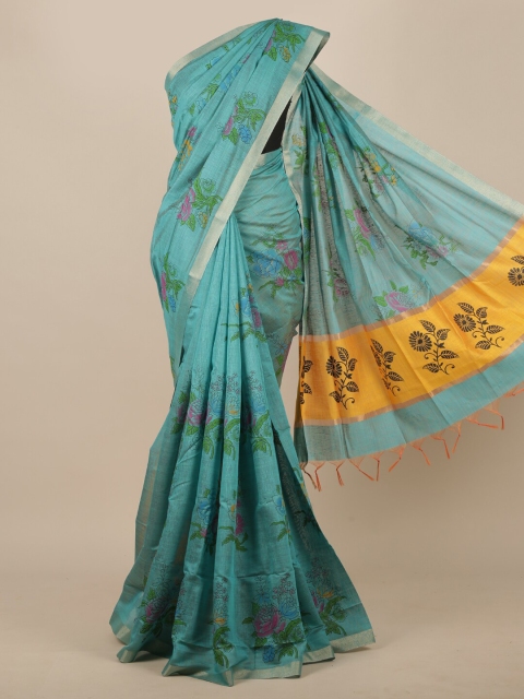

Pothys Blue & Green Floral Printed Saree