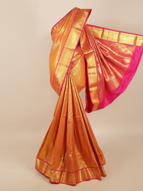 

Pothys Pink Woven Design Zari Silk Blend Saree, Orange