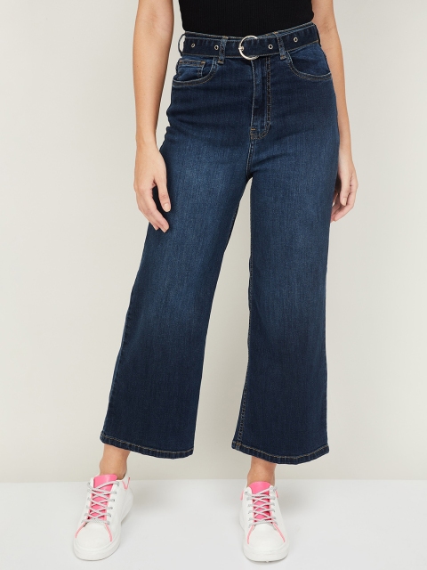 

Ginger by Lifestyle Women Cotton Blue Wide Leg Light Fade Jeans