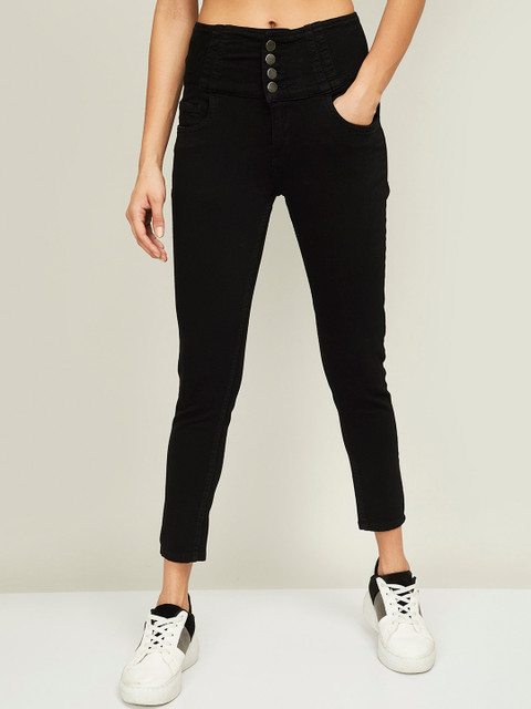 

Ginger by Lifestyle Women Black Slim Fit High-Rise Jeans