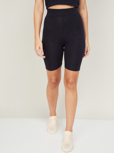 

Ginger by Lifestyle Women Navy Blue Mid-Rise Sports Shorts