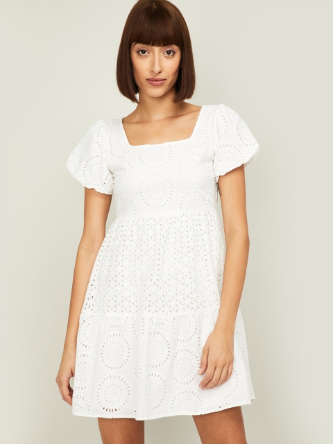 

Ginger by Lifestyle Women Off White Lace A-Line Dress