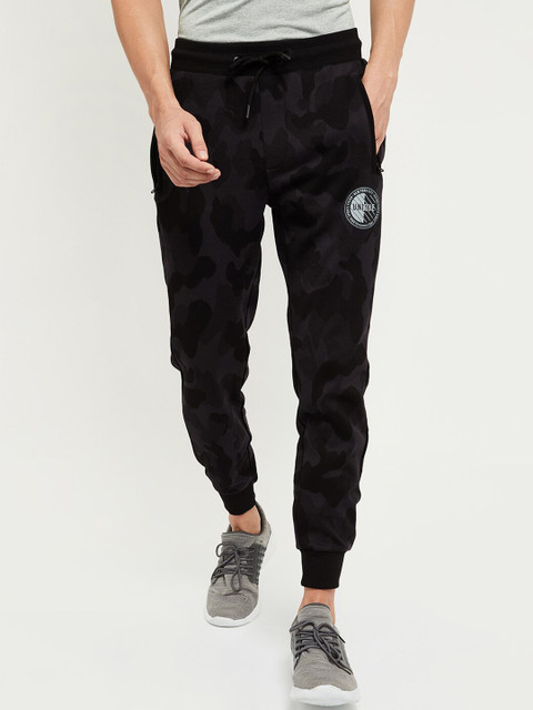 

max Men Black & Grey Camouflage Printed Joggers