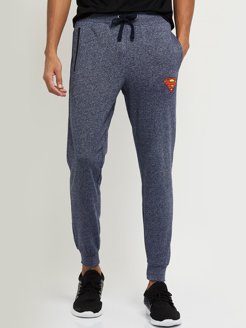 

max Men Blue & Red Textured Pure Cotton Joggers