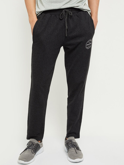 

max Men Charcoal Black Solid Joggers