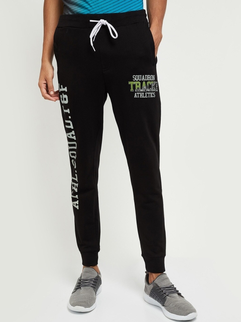 

max Men Black & White Typography Printed Joggers