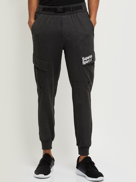 

max Men Charcoal-Grey & White Solid Joggers