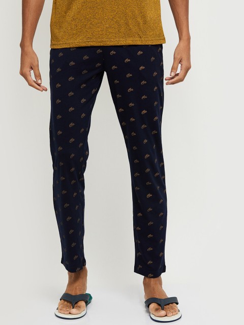 

max Men Navy Blue Printed Track Pants