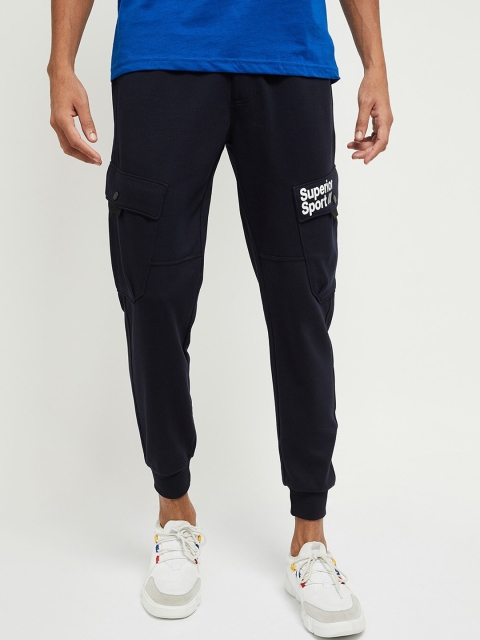 

max Men Navy Blue Solid Joggers