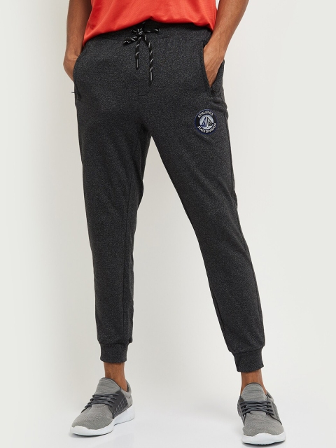 

max Men Charcoal Black Textured Joggers