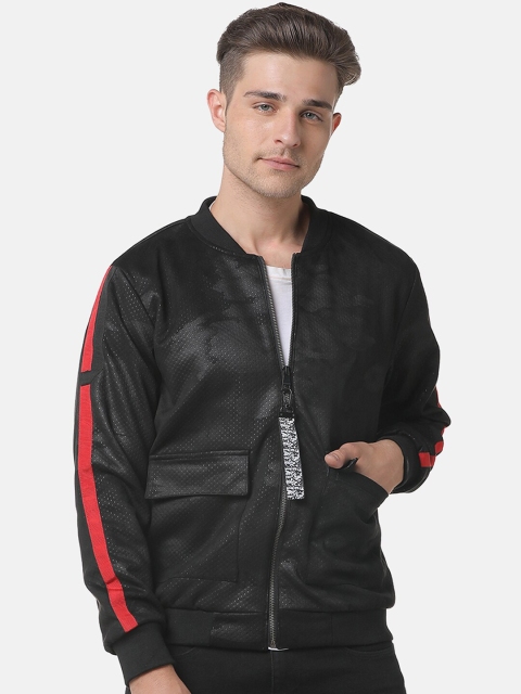 

Campus Sutra Men Black Windcheater Bomber Jacket