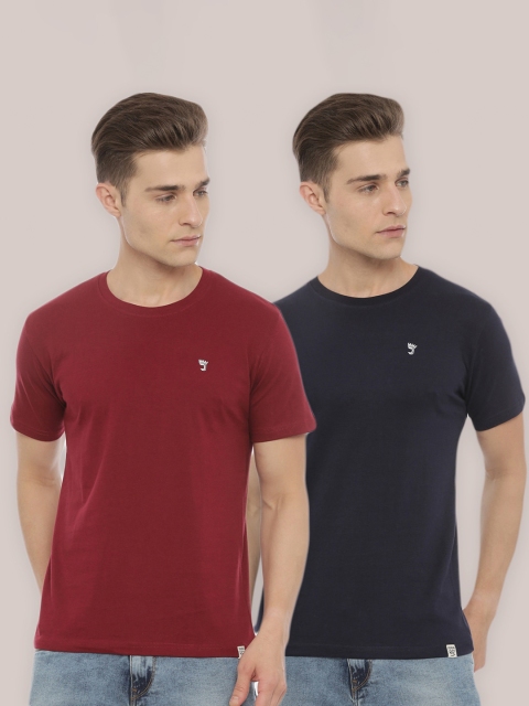 

Joven Men Pack Of 2 Navy Blue & Red T-shirt