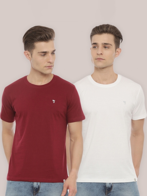 

Joven Men Burgundy 2 Extended Sleeves Raw Edge T-shirt