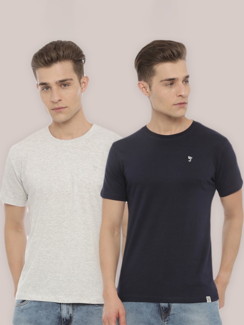 

Joven Men Pack Of 2 Navy Blue & White T-shirt