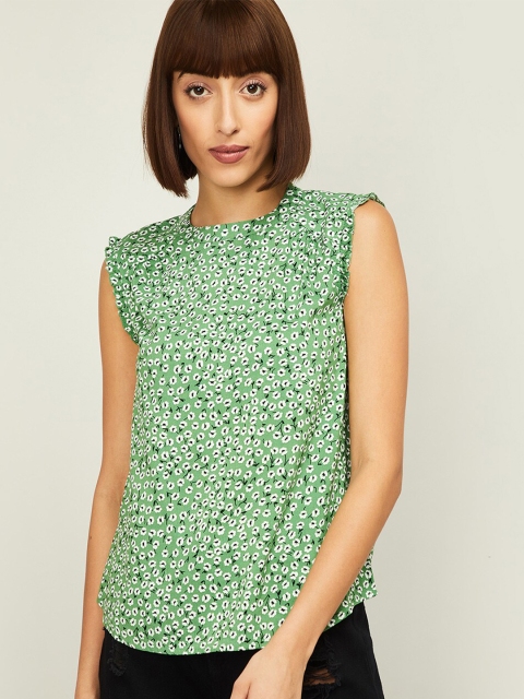 

Bossini Women Green Printed Regular Top
