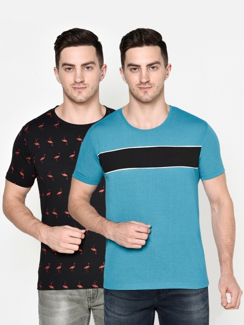 

ELEGANCE Men Pack Of 2 T-shirt, Black