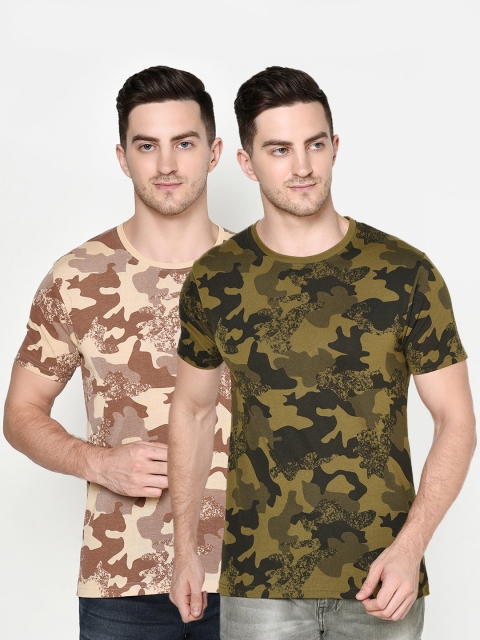 

ELEGANCE Men Pack Of 2 Camouflage Printed T-shirt, Multi