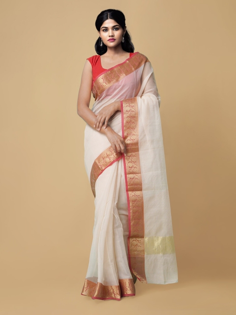 

Unnati Silks White & Red Woven Design Kota Saree