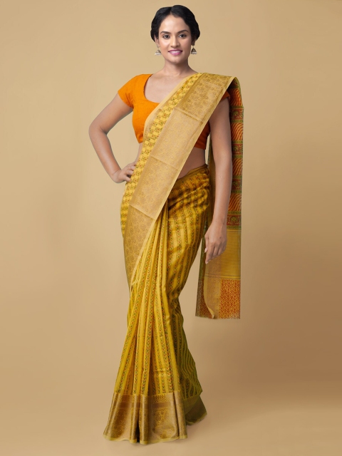 

Unnati Silks Yellow & Green Woven Design Supernet Kota Saree