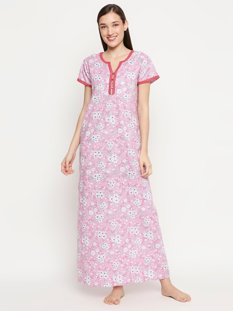 

XIN Pink Printed Maxi Nightdress