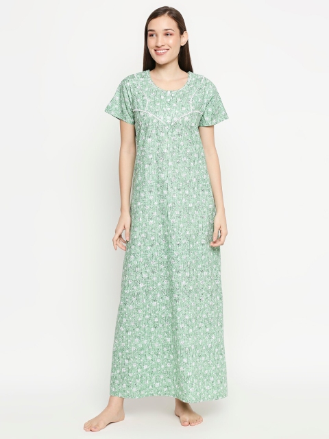 

XIN Green Printed Maxi Nightdress
