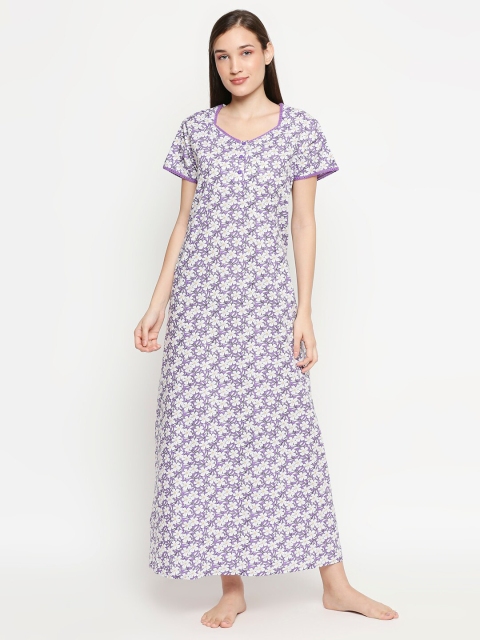 

XIN Purple Printed Maxi Nightdress